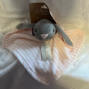 Pink and Gray Bunny Lovey Blanket Lila & Jack